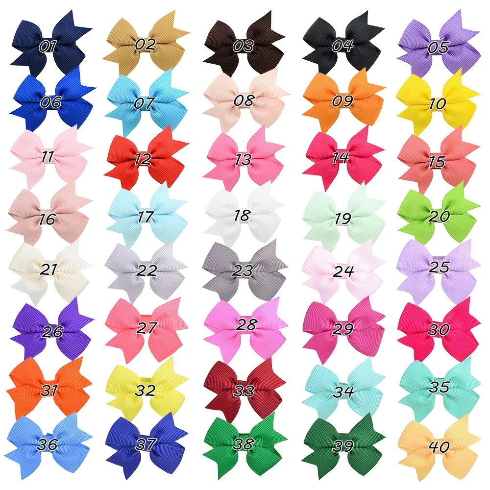 20/40pcs Solid Grosgrain Ribbon Bows Clips Hairpin Girl's Hair Bows Boutique Hair Clip Headware Kids Hair Accessories wholesale - Image 4