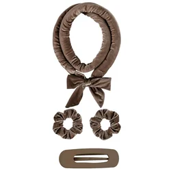 Heatless Curling Rod Headband - Soft Hair Rollers for Effortless Waves (A - Brown)