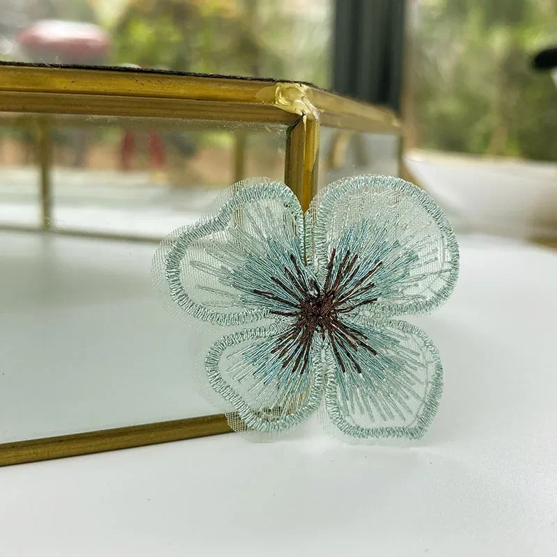 Gold Thread Embroidery Flower Appliques for Wedding Dress Decor
