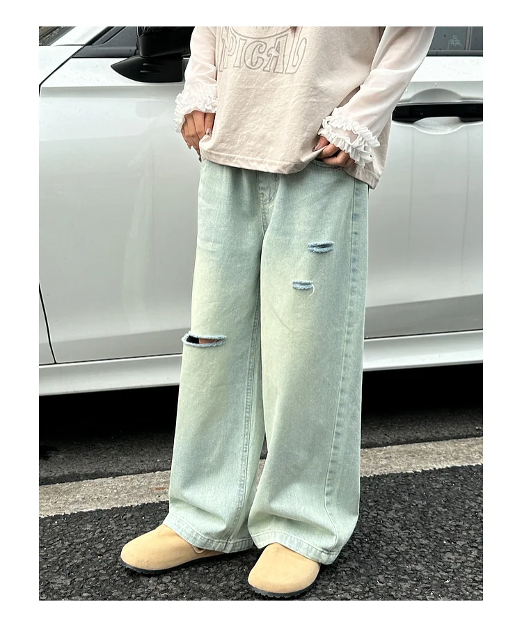 جينز كاجوال متوسط إلى كبير للأطفال ، سراويل أنيقة للفتيات ، طراز جديد ، الربيع والخريف ،