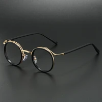 Monture de lunettes de luxe de marque rétro, monture ronde pour hommes et femmes, alliage d'acier inoxydable ultraléger, lunettes anti-lumière bleue 4