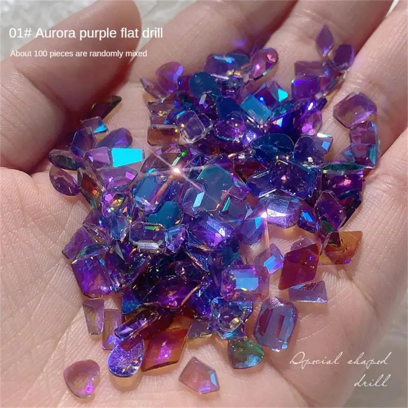 

Irregular Crystal Rhinsetone Nail Charm Mixed-Size Resin Flatback Jewelry Aurora Glass Gems Stone Parts Manicure Decor