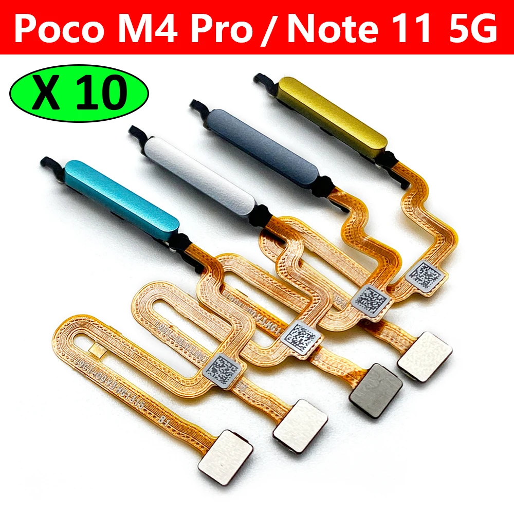 

10 шт., датчик отпечатков пальцев для Xiaomi Poco M4 Pro Redmi Note 11