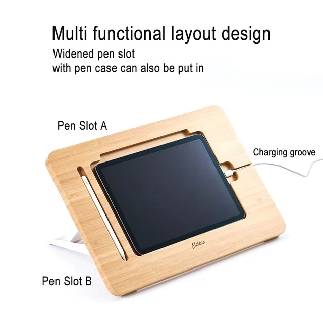 IPad Stand With Pen Holder Drawing Stand for iPad Wooden Holder Dual  Function Tablet Stand Angled Drawing Stand Tablet With Pencil Holder 