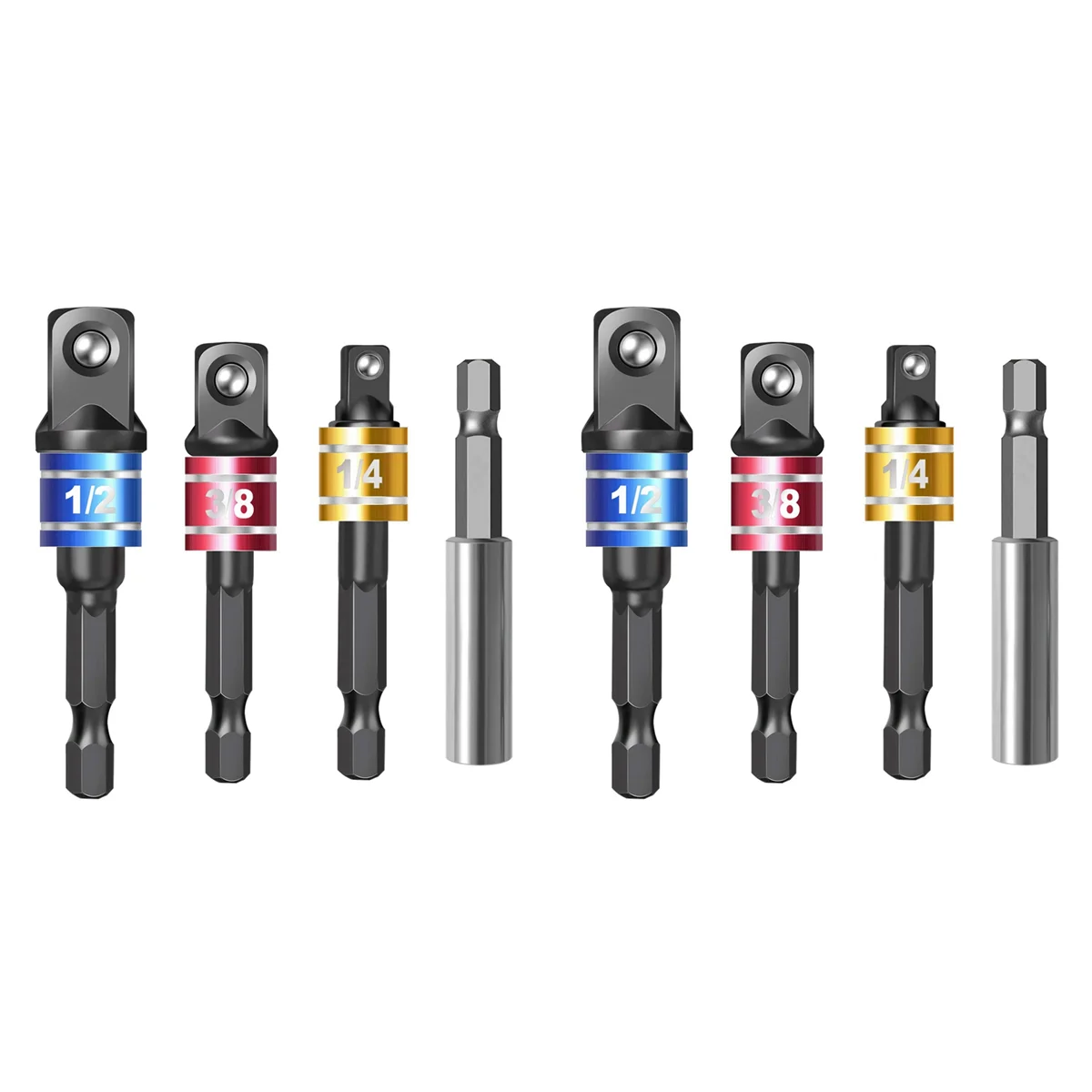 

Набор ударных удлинителей 8 шт., переходники для шестигранных и квадратных гнезд 1/4 дюйма, превращают дрель в гайковерт