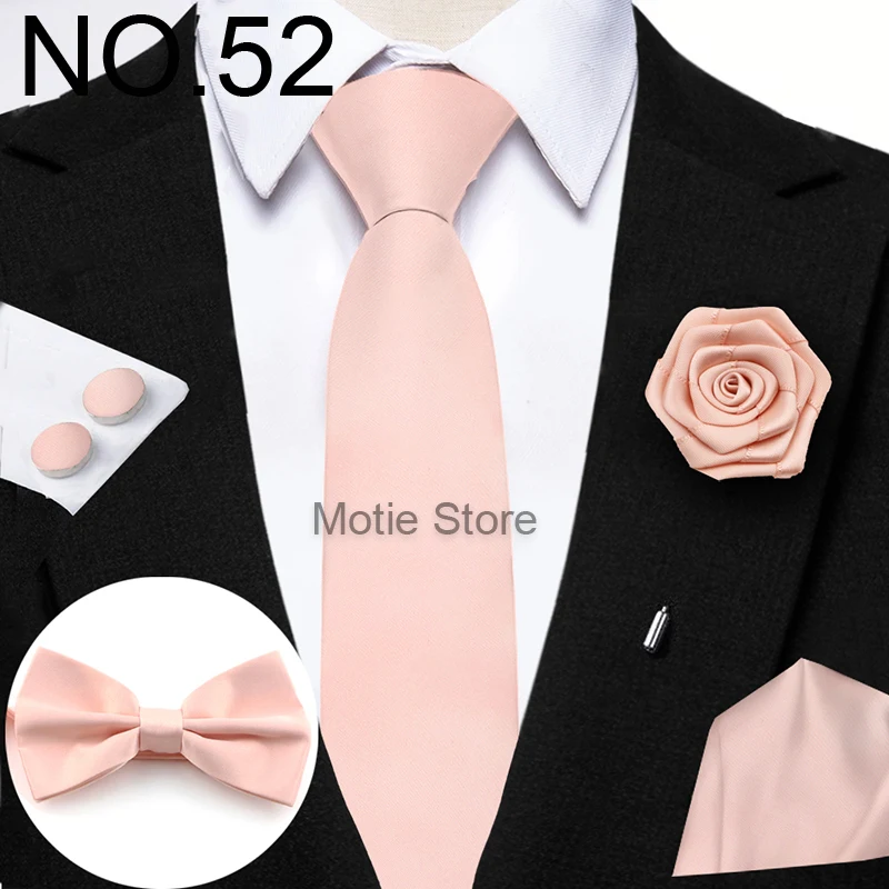 Heißer Verkauf Burgund Rosa Krawatte Set Enthalten Polyester Bowtie Manschettenknopf Blumen Brosche Für Bräutigam Anzug Hochzeit Krawatte Hemd Zubehör – Detail 13