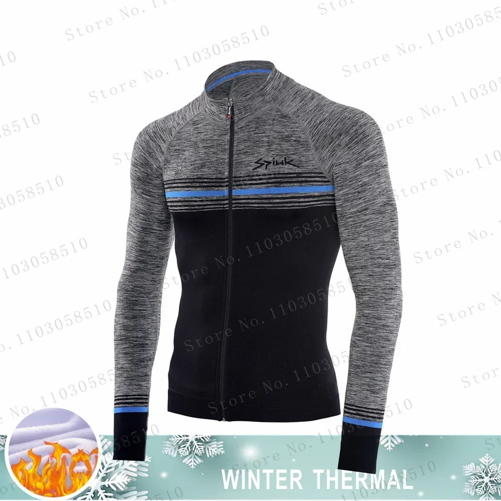 spiukful Winter Thermal Fleece Men Cycling Jersey Long Sleeve Set Bicycle Clothing Mtb Bike Warm Pants Sportswear Suits