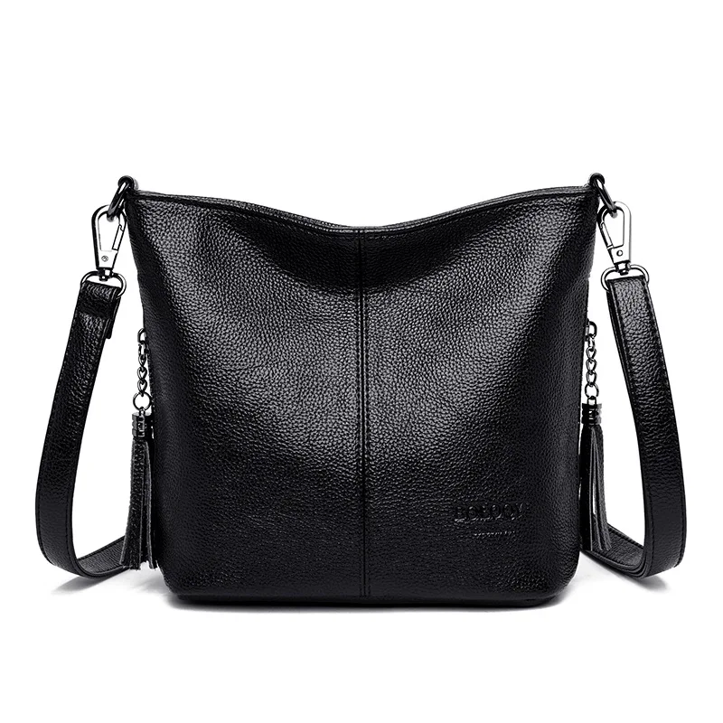 Borsa a secchiello casual con nappe da donna, borsa a tracolla alla moda, borsa a tracolla semplice per donna di mezza età, borsa alla moda - immagine 5