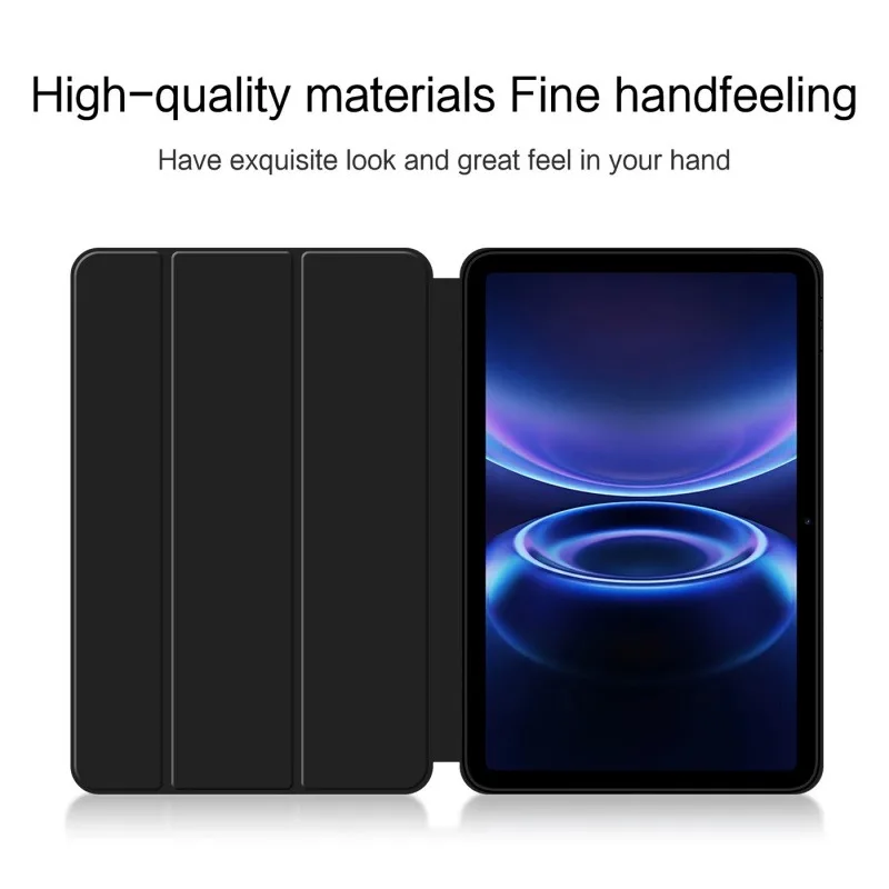 Tri-Fold Solid Auto Sleep Tablet Cover with Soft TPU Back Stand