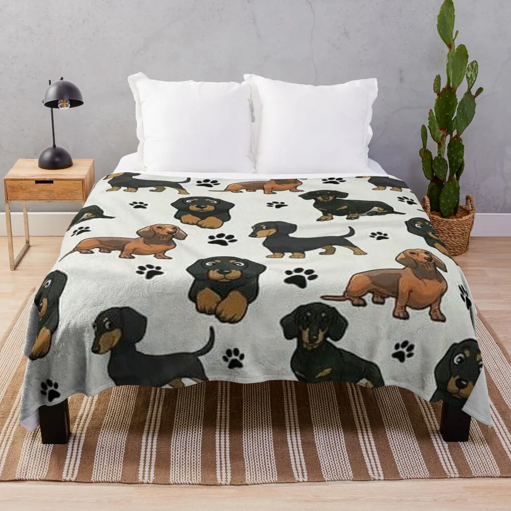 Dachshund Dog cartoons cute Throw Blanket Fashion Sofa Blankets Quilt
