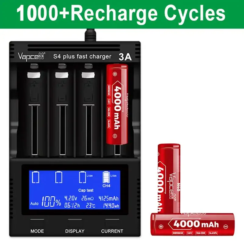 Baterias Recarregáveis para Lanterna Vapcell Maior Capacidade Bateria Li-ion 4000mah N40 Inr 18650 10a 3.6v - Image 5
