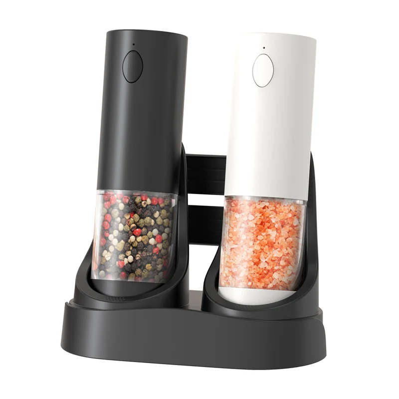 Set Macinasale E Pepe Elettrico Ricaricabile USB – Base Doppia, Luce LED, Macinini In Acciaio Inox E Ceramica
