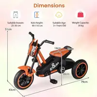 Tricycle pour enfants avec 3 roues robustes et pédales, vélo pour enfants, draisienne pour enfants, orange 5