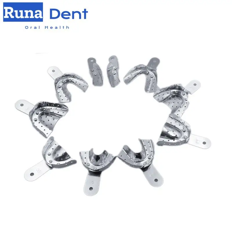

Dental Upper Lower Stainless Steel Impression Trays Autoclavable Teeth Tray Teeth Holder Lab Equipment Dentist Tools