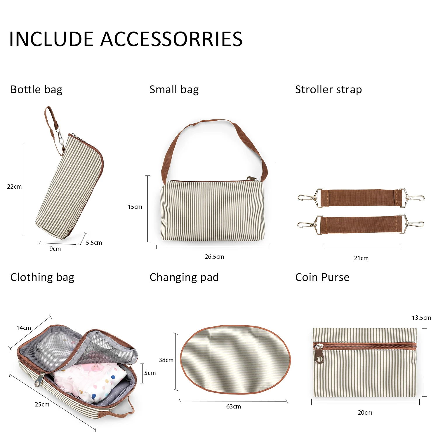 7pcs Nappy Changing Bag Set,Multifunction Mummy Tote Bag Baby Changing Bag Shoulder Handbag Travel Diaper Bag 4