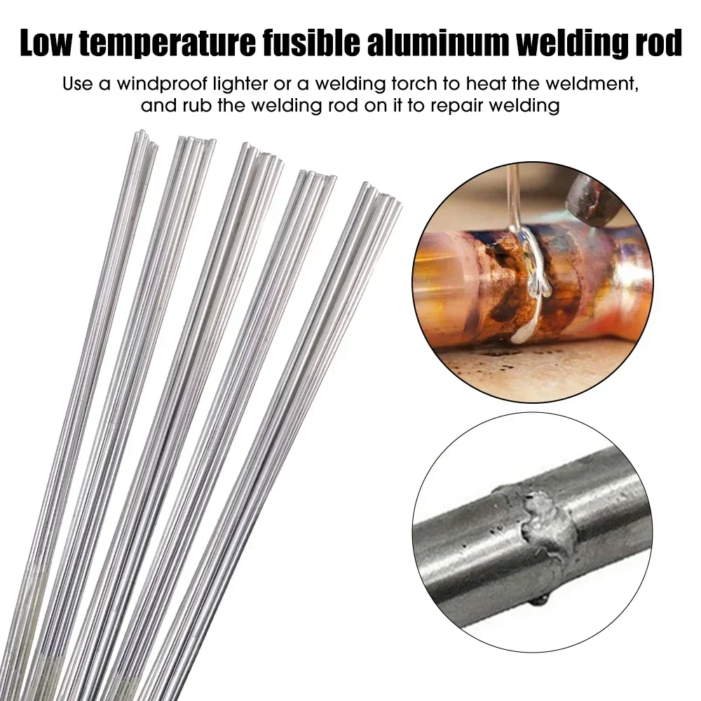 Welding Rods 100/10Pcs Low Temperature Easy Melt Aluminum Universal Silver Cored Wire No Need Solder Powder