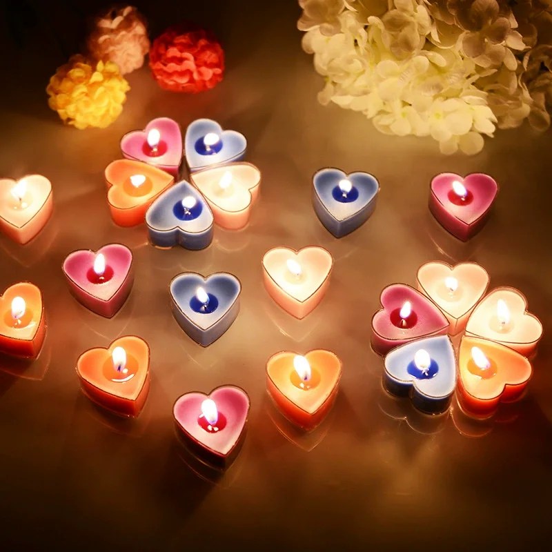 9Pcs/Set Creative Plastic Heart Shaped Candle Romantic Birthday Candle Love Lover Candle Dinner Proposal Scene Candle Wholesale