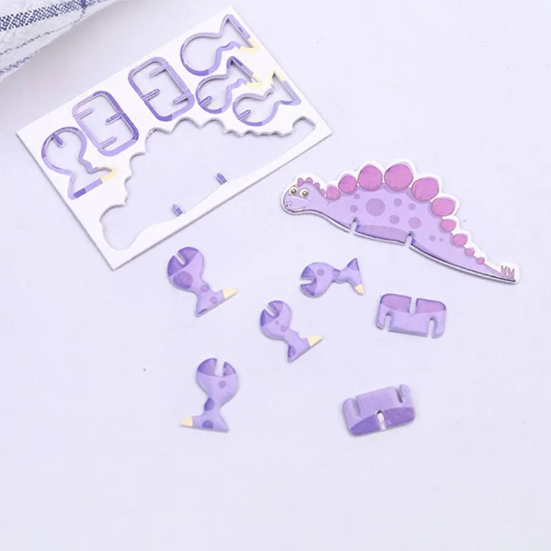 40Pcs Children Paper Dinosaur 3D Puzzle DIY Cute Cartoon Dinosaur Modeling Random Styles Animal Model Toy