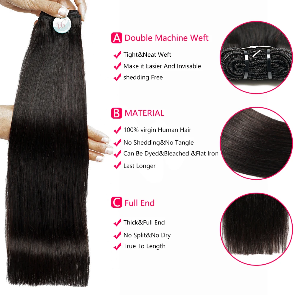 15A Vietnamese Bone Straight Virgin Hair Bundle Super Double Drawn human hair bundle Full raw hair extension