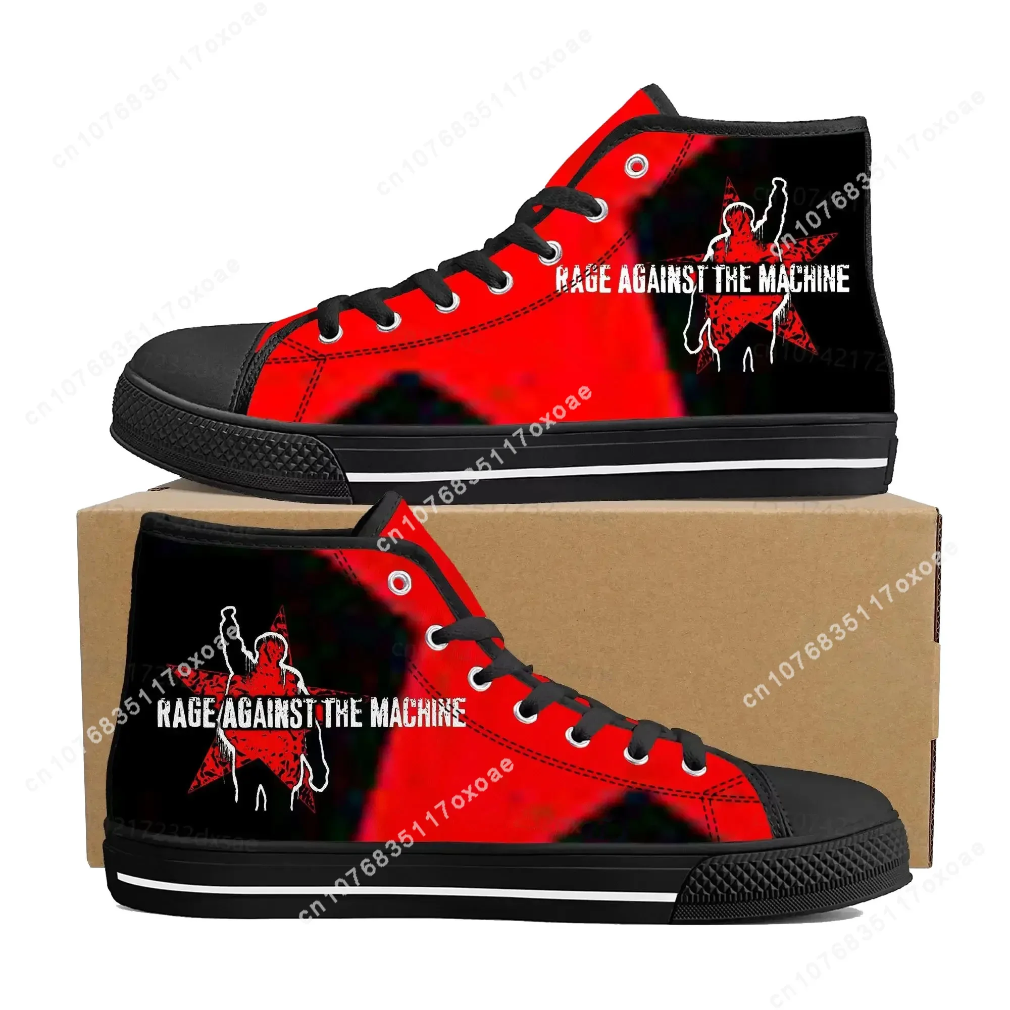 

Rage Against The Machine High Top High Quality Sneakers Men Women Teenager Canvas Sneaker Casual Couple Shoes Custom Shoes