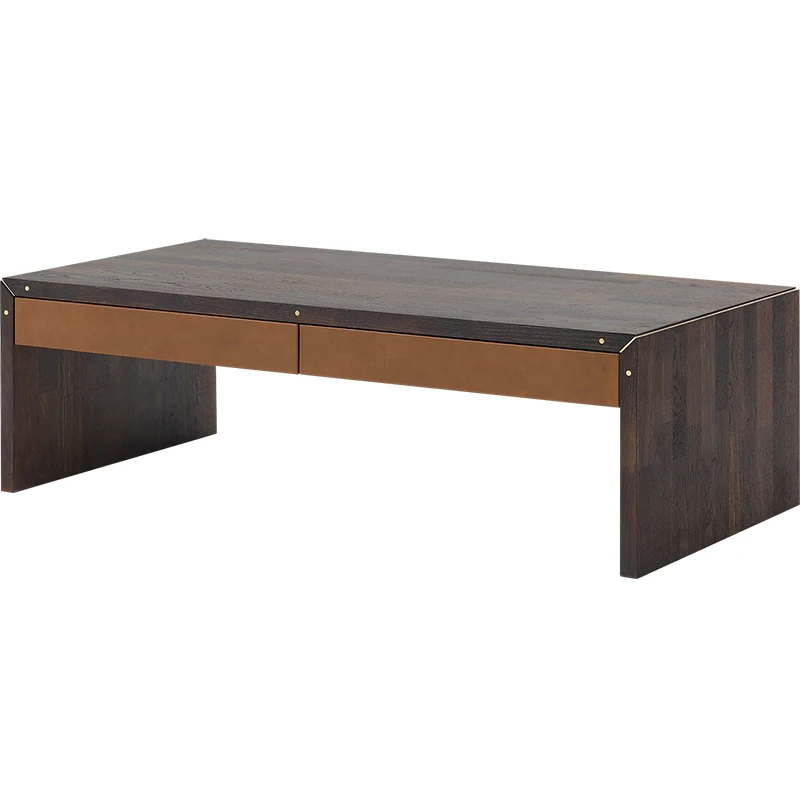 

Nordic Retro Solid Wood Rectangular Coffee Table French Entry Lux Living Room Square Drawer Tea Table