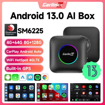 CarlinKit 8G 128G 안드로이드 13 CarPlay AI Box PLUS LED 무선 CarPlay 안드로이드 자동 어댑터 유선 CarPlay 자동차용 FOTA 업그레이드