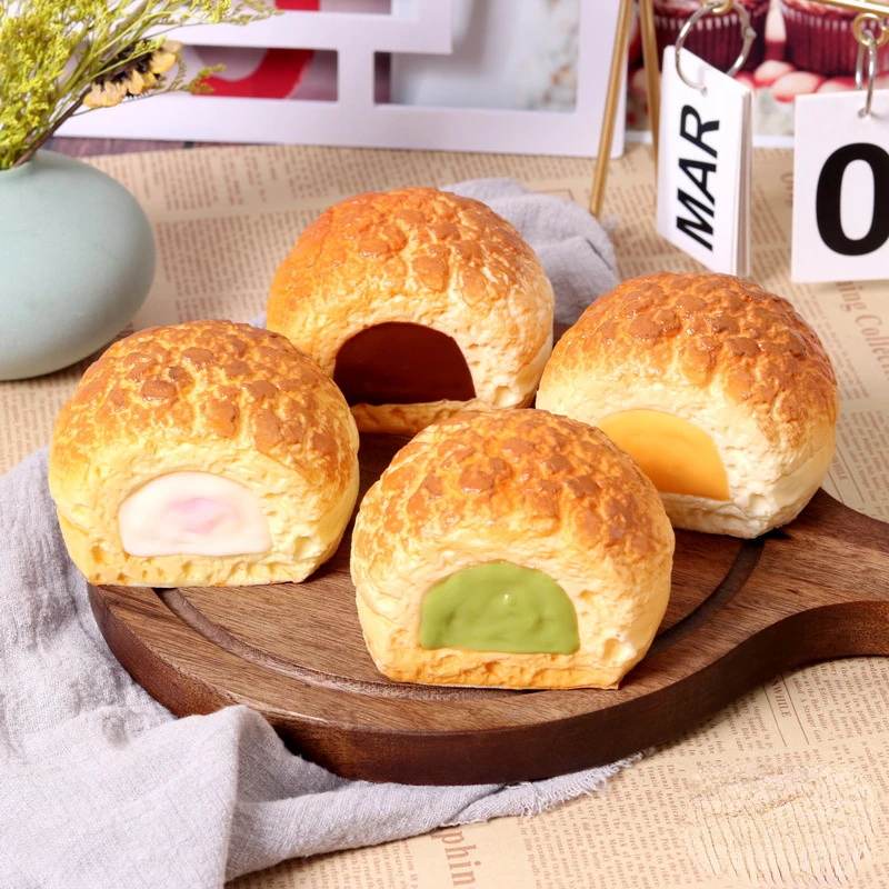 

4pcs Slow Rebound Puff Model Simulation Food Props Can Pinch Soft Bread Fake Soft Fragrance To Keep Food Forever Fresh