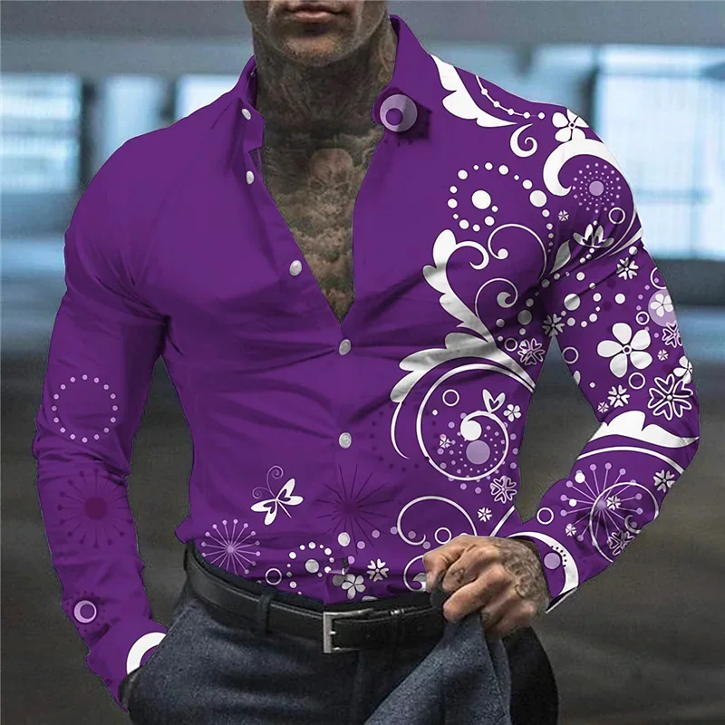 thumbnail image 1 of Camisa de solapa de traje para hombre, patrón creativo, moda informal, suave, cómoda, material transpirable, primavera y verano 2024, nueva oferta caliente, 1 of 5