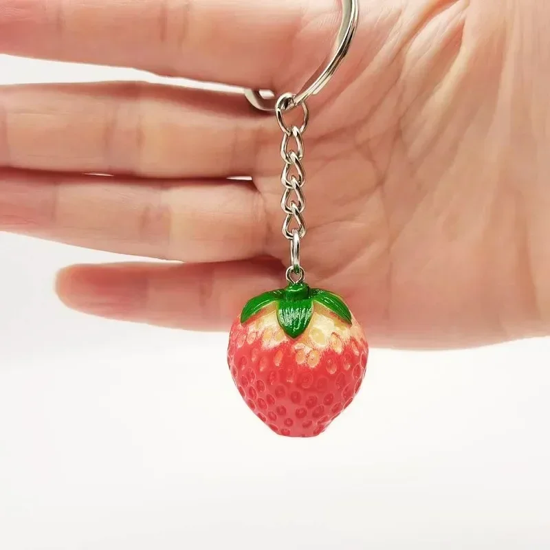 Novelty Mini Simulated Strawberry Resin Key Charms DIY Craft Supplies for Bags Decor Accessories