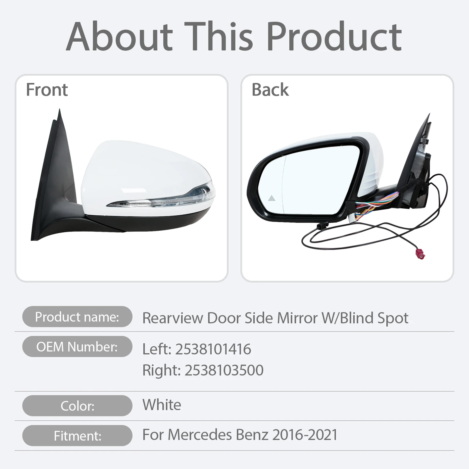 자동차 백미러 사이드 문짝 미러 어셈블리, 메르세데스 벤츠 W253 X253 클래스 GL GLC200 GLC300 GLC350 2538103500 2538101416