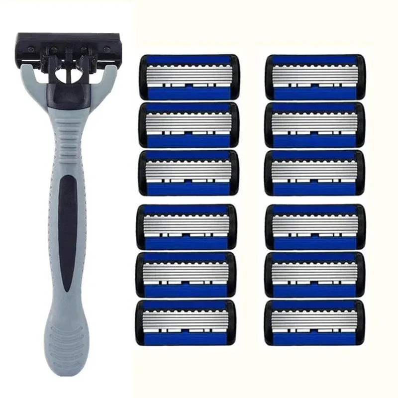 Razor Shaver Men's Manual Safety Razor 6-layer Stainless Steel Hair Removal Knife Replaceable Head Tools