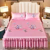 Elegant Floral Bed Skirts Ruffle 3pcs Cover Single Queen King Size Summer Cooling Bedding Bedroom Printing Mattress Protector 1