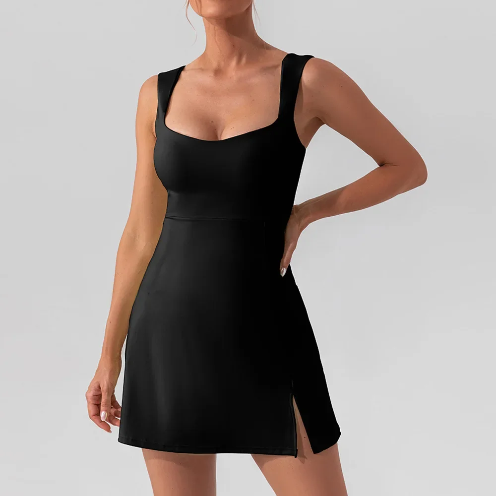 Tennis Skirt Women Golf Skirt Dress strap solid Quick Dry Soft Nylon Fitness Sleeveless Badminton Sports Dresses Gym Sportswear women dress,sports clothing
