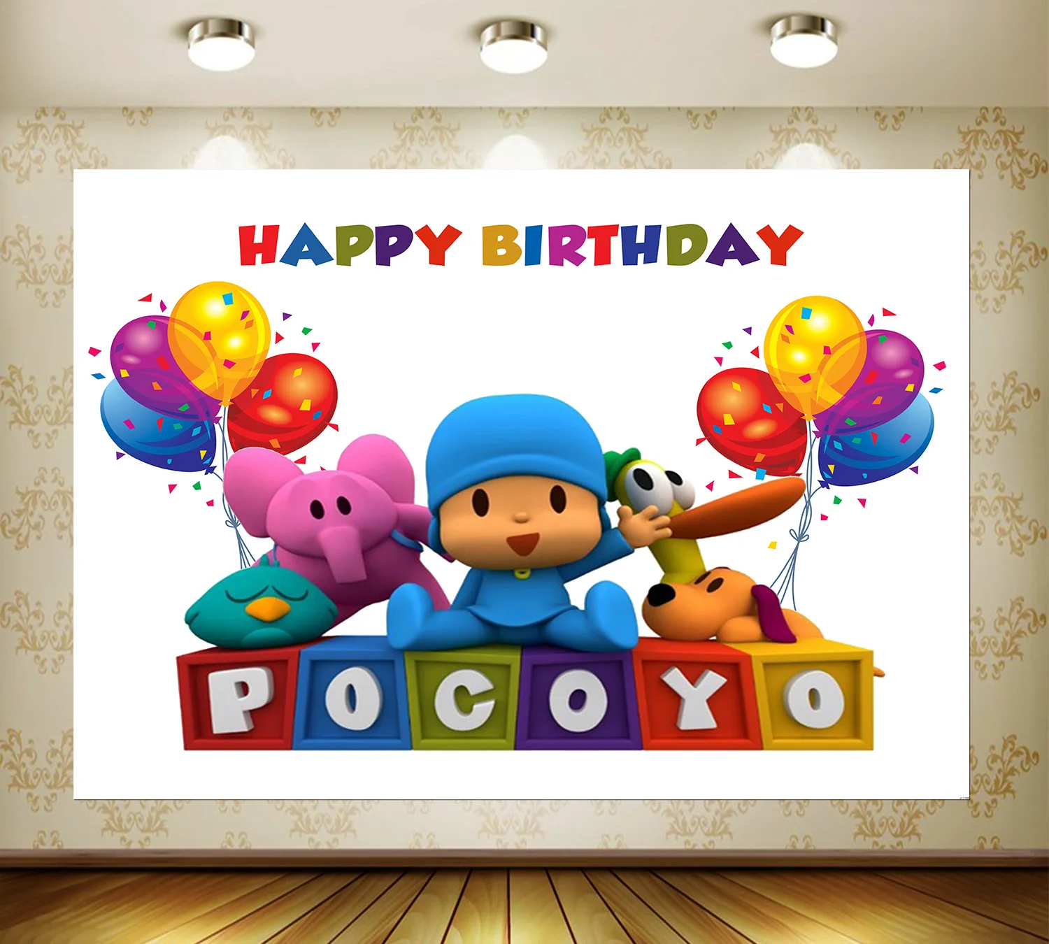 Cartoon Anime Pocoyo Birthday Party Backdrop Decoration Boys Girls Wall  Decor Photo Prop Photography Background Vinyl