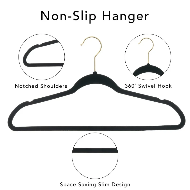 Non Slip Velvet Clothing Hangers, 100 Pack, Black - AliExpress