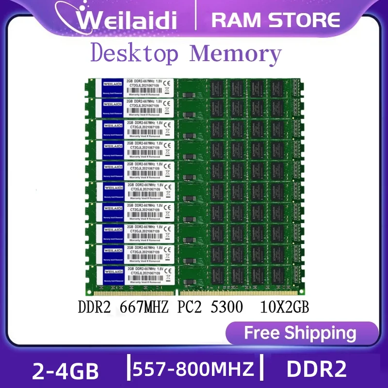 Desktop Memory 800Mhz 667Mhz 2GB 4GB RAM PC2-6400 PC2-5300 1.8V 200PIN NON-ECC Fully Compatible desktop ram memory desktop memory