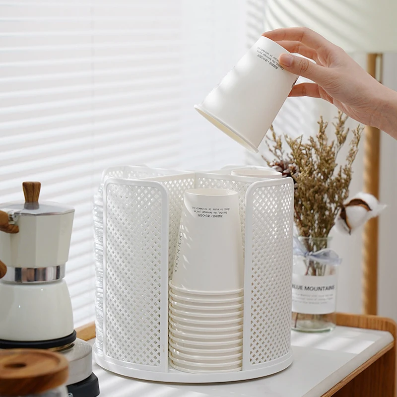 Rotating Paper Cup Holder Disposable Cup Storage Rack Bar Milk Tea Coffee Cup Compartment Cup Taker Rotating Cup Holder 2