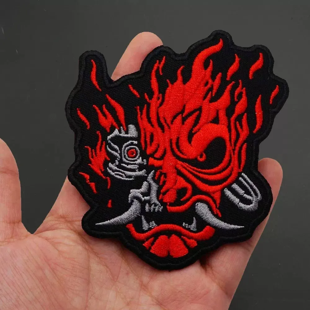 Red Devil Head Stickerei Patch Motorrad Club Jacke Tank Top Stickerei Tuch Patch Klettverschluss Armband
