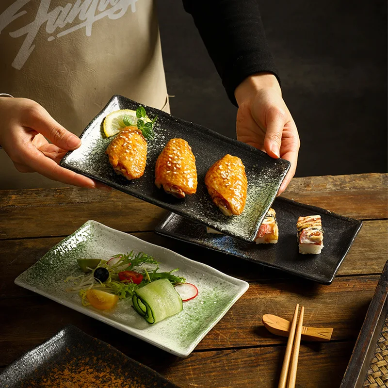 

Japanese-style Creative Ceramic Sushi Rectangular Dim Sum Cake Special Dish for Food Shop Hotel Restaurant Set Dish Wholesale