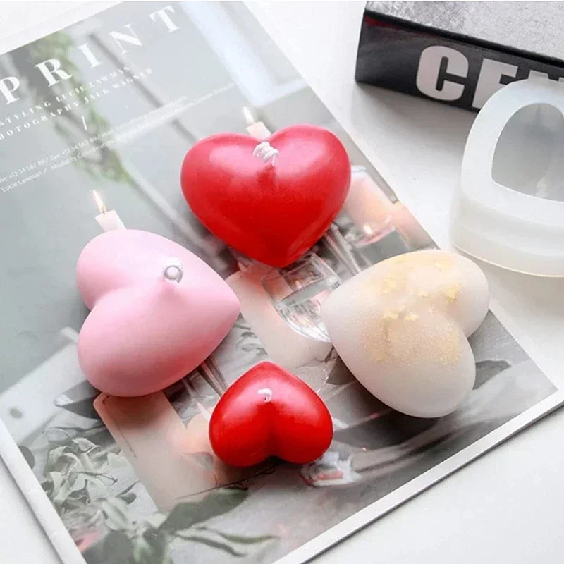 3D Silicone Love Heart Mold for Aroma Gypsum Plaster Candle Resin silicone mold,silicone candle mold,aromatherapy candle mold,silicone candle molds,candle mold,beeswax mold