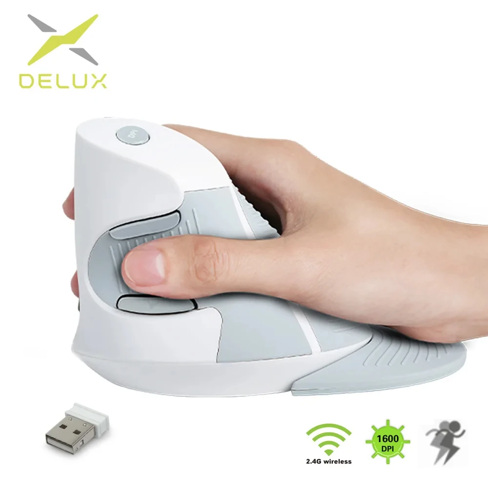 Delux M618GX Ergonomic Vertical Mouse 6 Buttons Wireless 2.4Ghz Mice Suitable for PC and Laptop wireless mouse ergonomic mouse