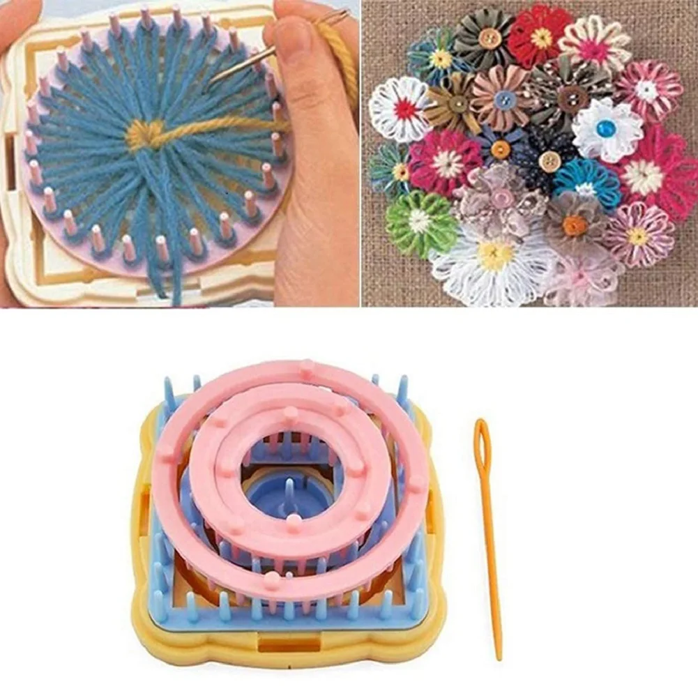 Hand Knitting Tools Flower Fork Knitted Device Knitting Loom Knit Daisy Flower Pattern Maker Weave Set Home DIY Craft Tool