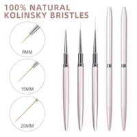 KADS 3pcs 100 Natural Kolinsky French Nail Art Liner Brushes 8/15/20mm Gel Polish Nail Art Tools Design Painting Drawing Liners 1