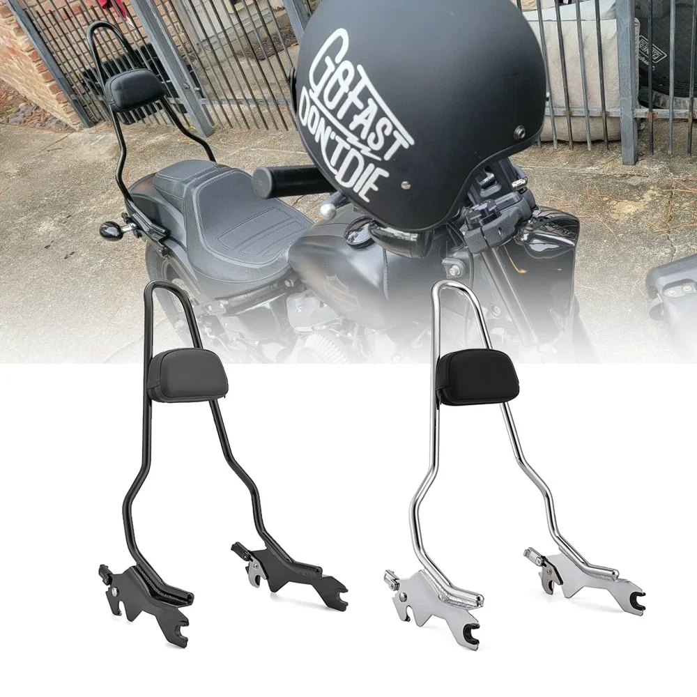 

For Harley 2018-2024 Softail Fat Bob FXFB FXFBS Models Motorcycle Detach Passenger Backrest Sissy Bar W / Pad Chrome Gloss Black