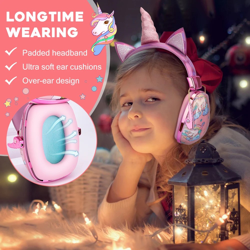 Pink and purple soft earmuffs for school use