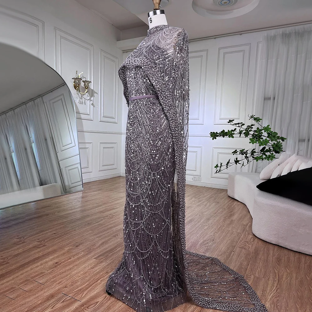 Sf2dd591189194486a3285a4f86a1bff1U Arabic Nude Mermaid Long Cape Sleeves Luxury Evening Dresses Gowns For Women Wedding Party Mallzona