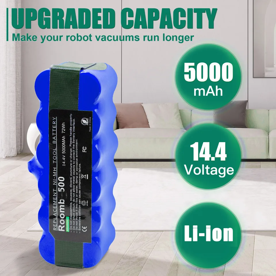 1800LI Batteria per iRobot Roomba 500 580 595 600 700 800 900 610 670 680 671 675 677 685 690 691 695 696 760 761 770 780 790 860 870 871 880 890 895 960 965 966 980 Robot Vacuum Cleaner 1800mAh