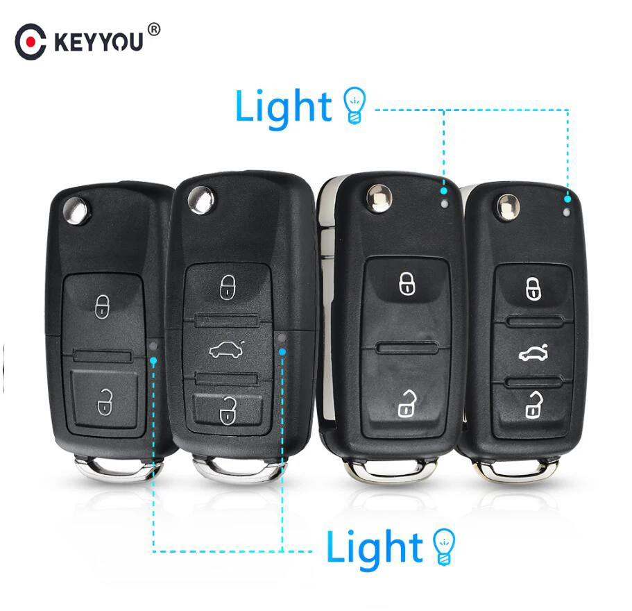 KEYYOU 2 Buttons Car Key Switchblade Key Flip Key Shell For VW Polo