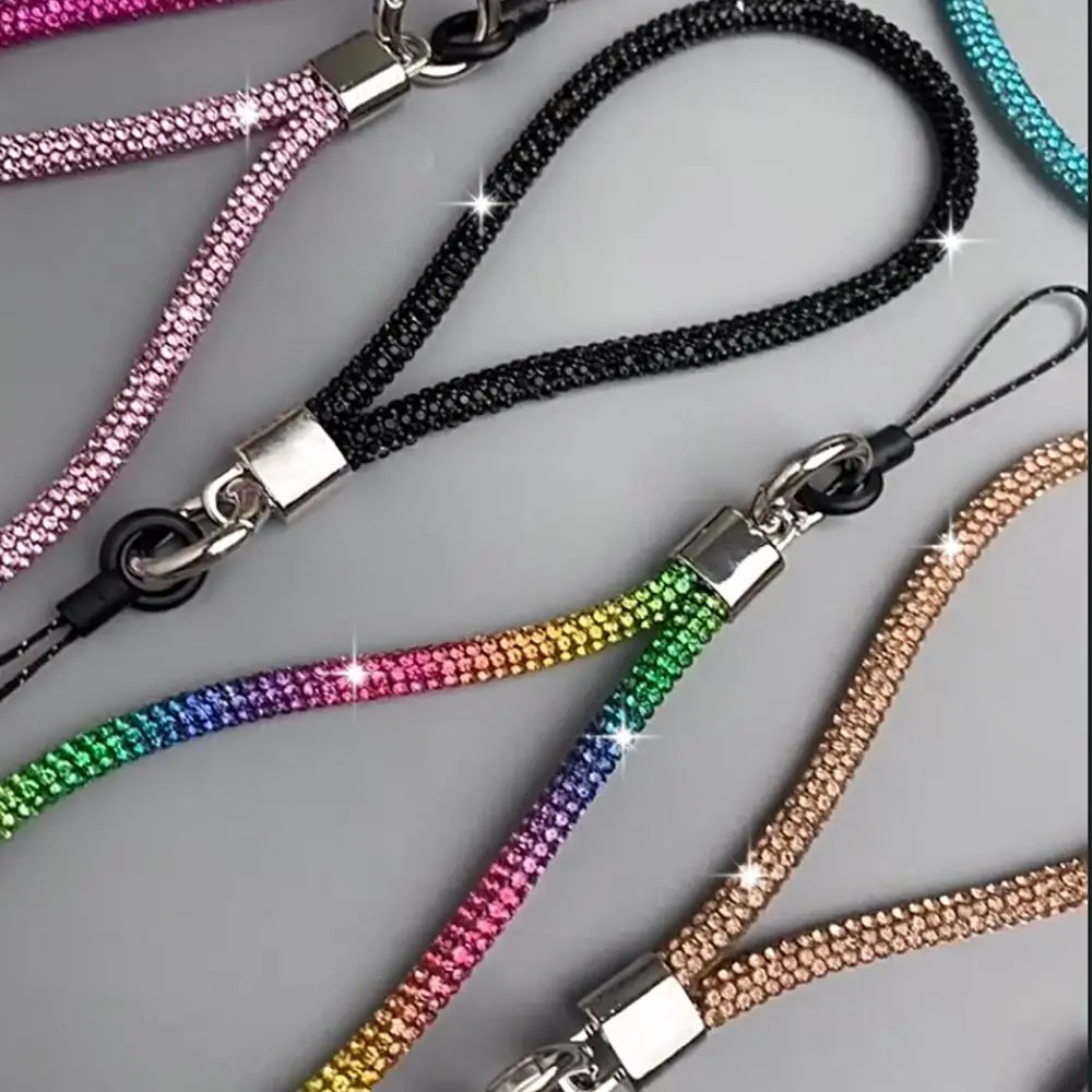 1PC Glitter Flashy Rhinestone Phone Lanyard Diamond Crystal Phone Wrist Straps Keychain Hanging Anti-lost Rope 5