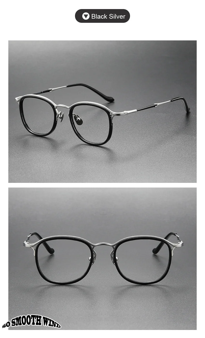 Japanische Handmade Gläser Rahmen Retro Oval Titan Acetat Brillen Dünne Männer Frauen Brillen Lesen Myopie Rezept Objektiv – Detail 15